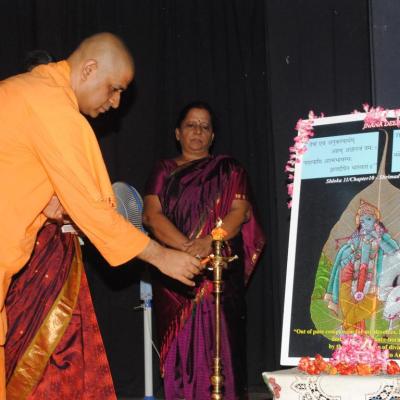 Swamiji Lighting The Lamp Before Jnana Deepam