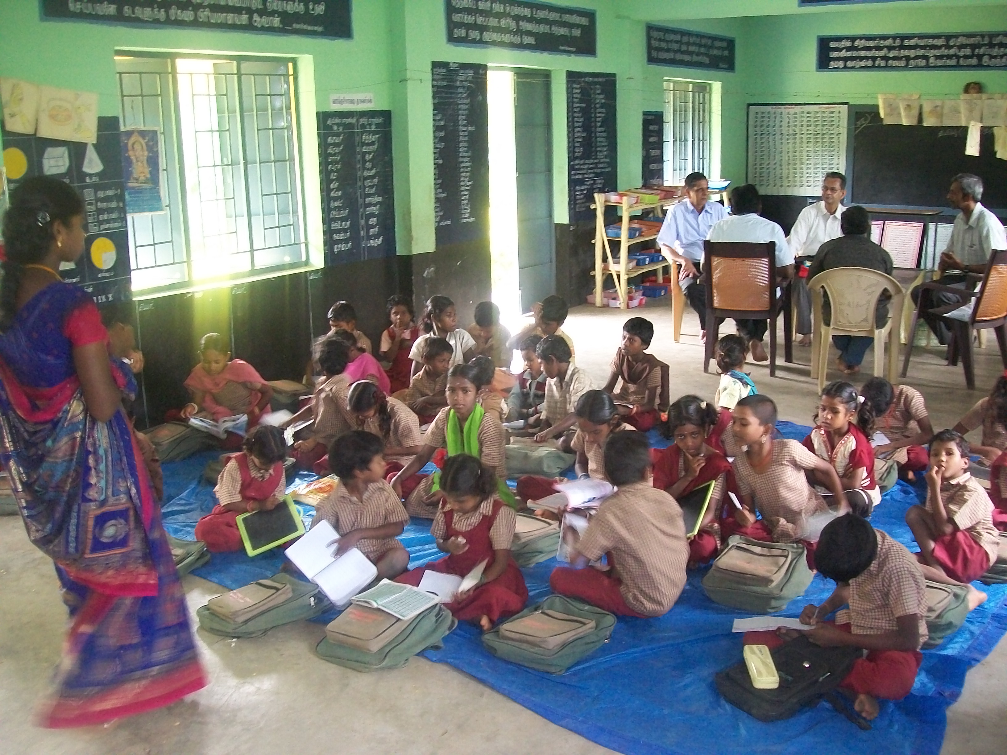 Students benefiting from solar lighting