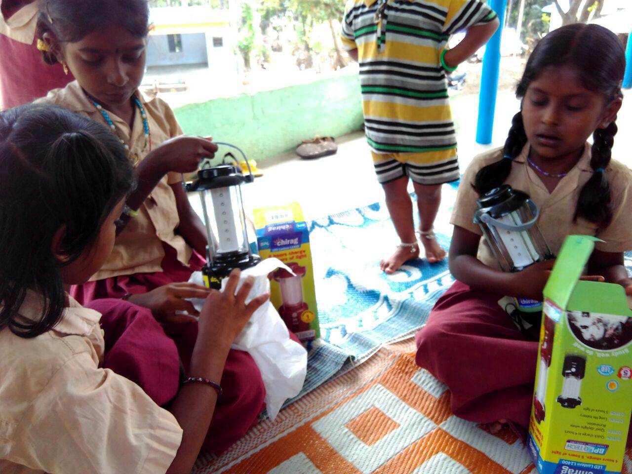 Students benefiting from solar lighting